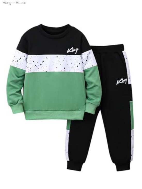 Other - Boys 2pc Color Block Sweatshirt Sweatpants Set Long Sleeve Crewneck Joggers
